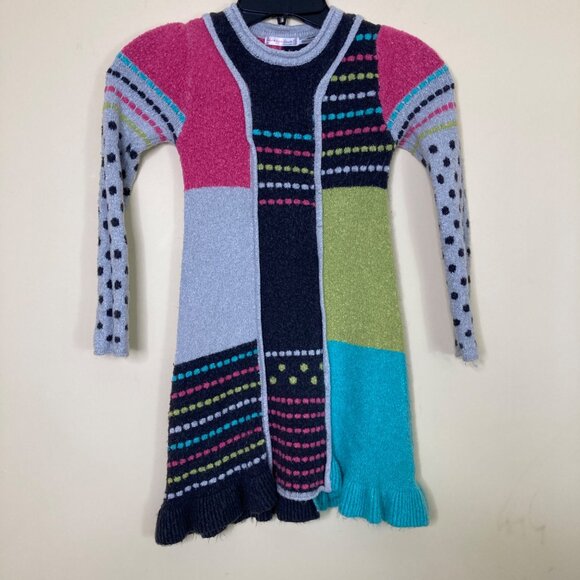 Deux par Deux Dress Girls Small Patchwork Look Soft some pilling - Picture 1 of 7